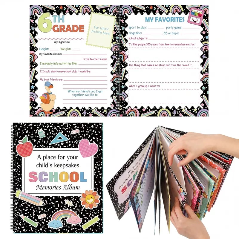 🔥HOT SALE🔥📚❤️School Memory Book - Preschool to 12th Grade Keepsake Album for Cherished School Photos & Childhood Memories