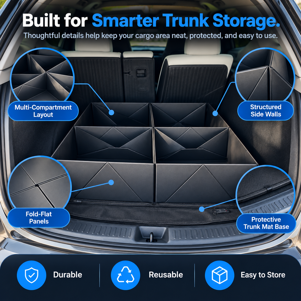 🚗 TrunkMaster™ 2-in-1 Foldable Trunk Organizer & Cargo Mat