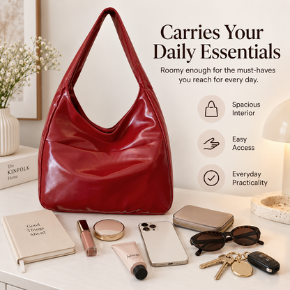Women’s Soft Vegan Leather Hobo Bag, Lightweight Slouchy Shoulder Handbag, Large Casual Tote Purse for Everyday Work, Shopping & Travel