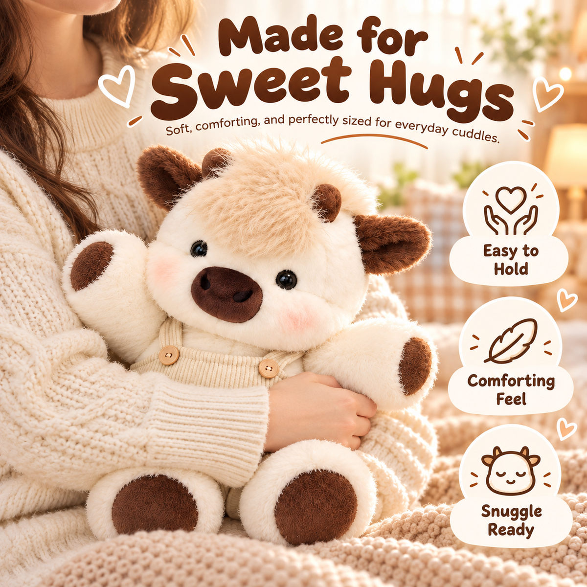 🧸 MooHug™ Cute Cow Plush Toy – Ultra-Soft Cuddly Stuffed Animal Gift