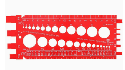 Screw & Nut Size Checker Gauge, Inch & Metric Bolt Measuring Tool, Thread Size Identification Ruler for Screws, Nuts, Bolts & Holes, Compact Workshop Reference Tool