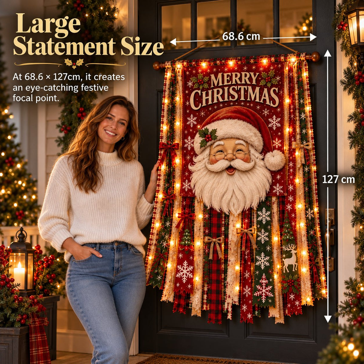 🎄✨ Christmas Glow Door Banner – Light-Up Holiday Welcome Decor for a Festive Entrance