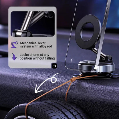 🔥 Retractable Car Phone Mount - 360° Magnetic Holder