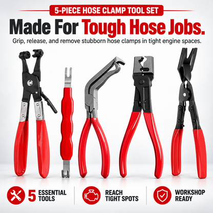 🔧 5-Piece Hose Clamp Pliers Set – Automotive Hose Clamp Removal Tool Kit