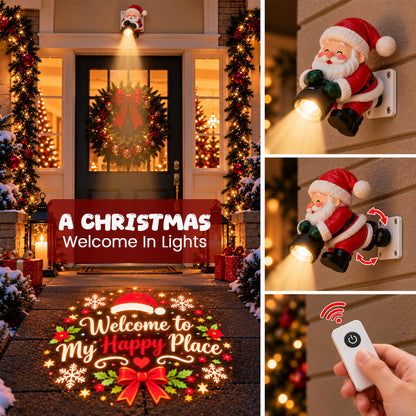 🔥HOT SALE🎅💡 Santa Christmas Welcome Projector – Festive Holiday Doorway Light with Remote Control ✨