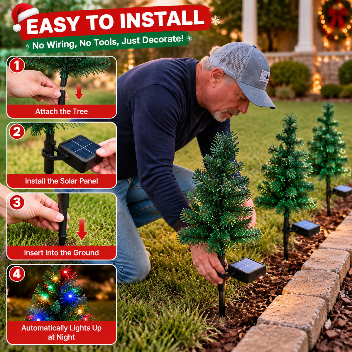 🎄 Solar Christmas Tree Pathway Lights ✨