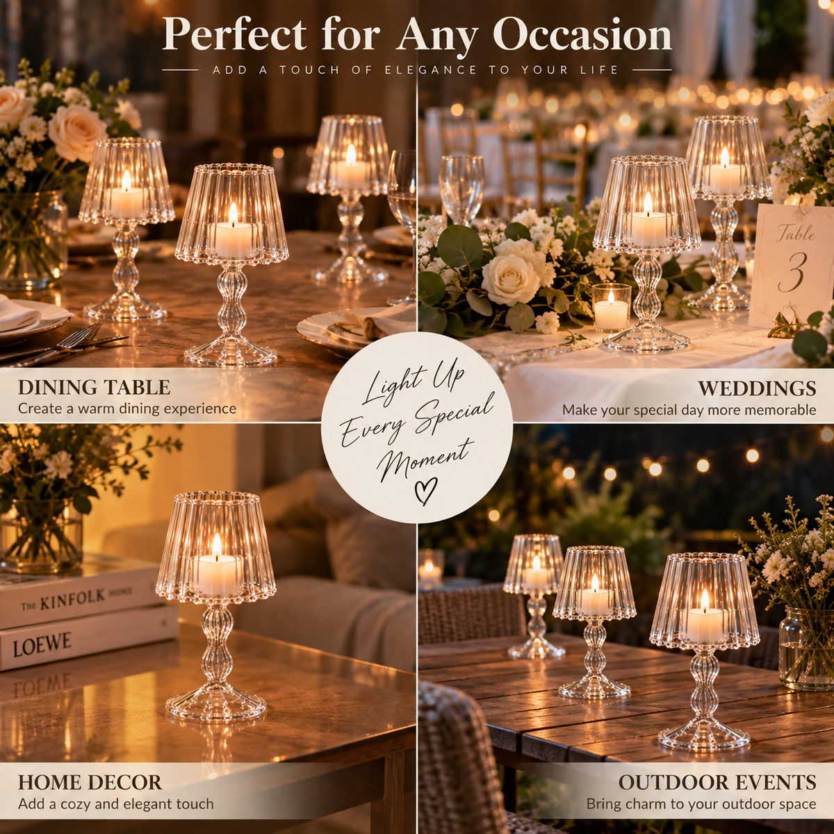 Lumière Glass Tealight Candle Holder – Elegant Tabletop Ambience