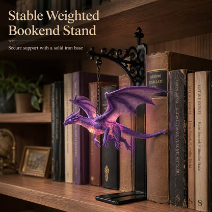 DragonGlow Hanging Purple Dragon Bookend Light
