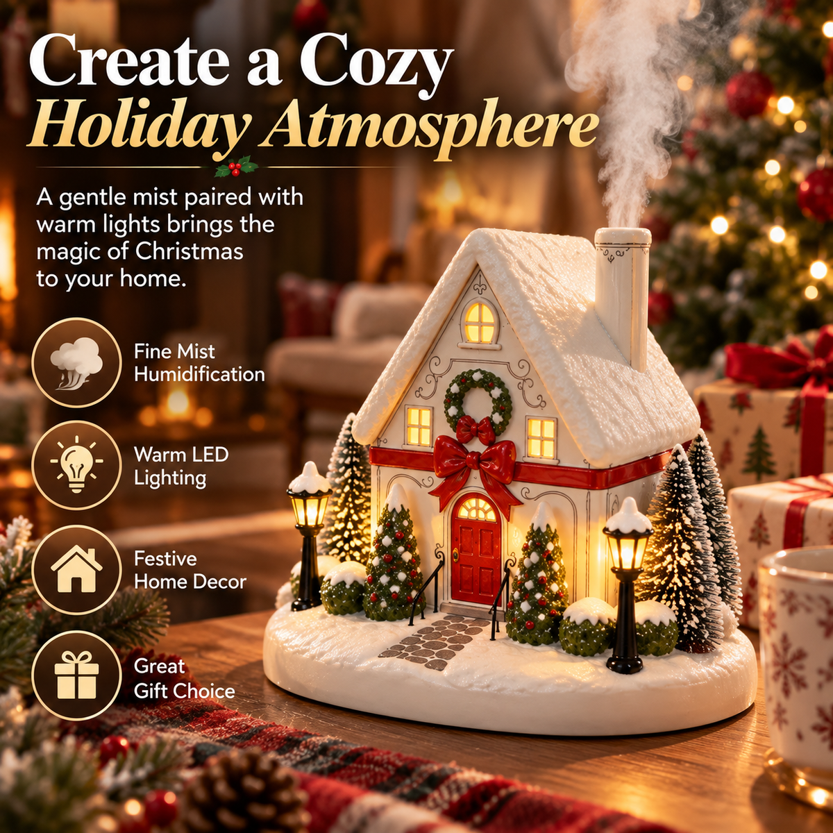 MerryCottage™ – Christmas Village LED Mist Humidifier