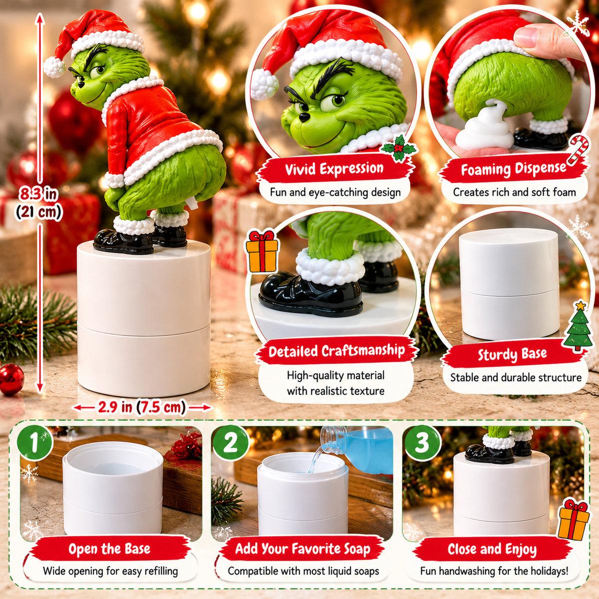 🎄 Holiday Mischief Foaming Soap Dispenser