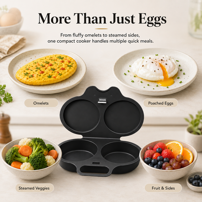 Easy Clean Microwave Omelette Maker, BPA-Free Food-Grade 2-Cup Round Egg Cooker & Poacher, Non-Stick Rapid Breakfast Egg Mold for Omelets, Poached Eggs & Breakfast Sandwiches, Dishwasher Safe