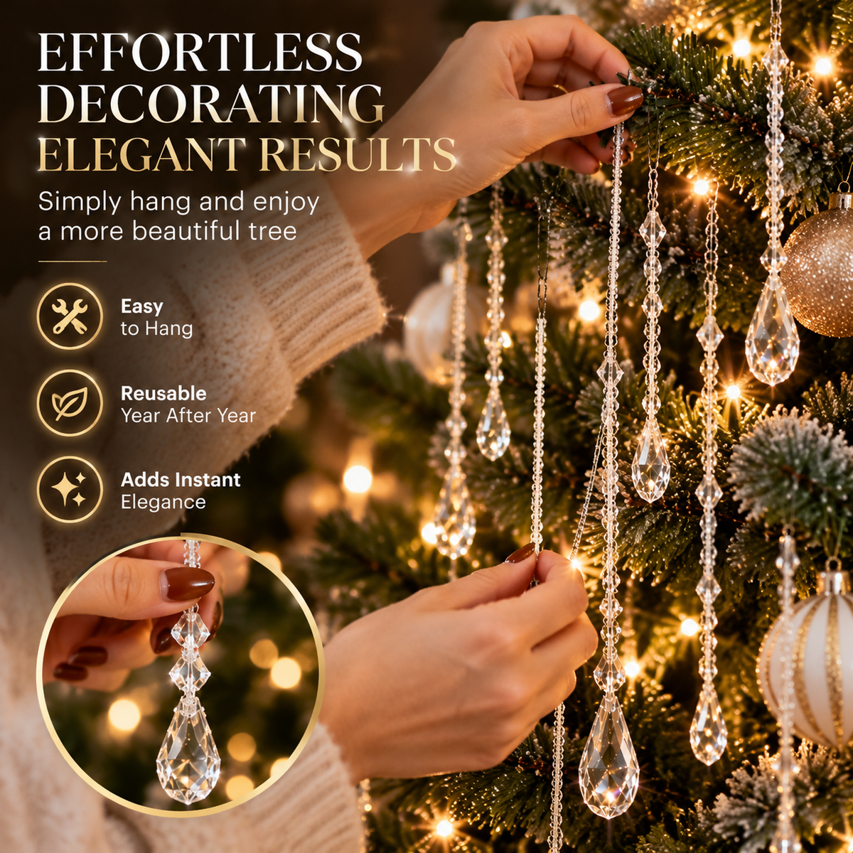 ✨ Crystal Beaded Christmas Garland – Elegant Holiday Sparkle