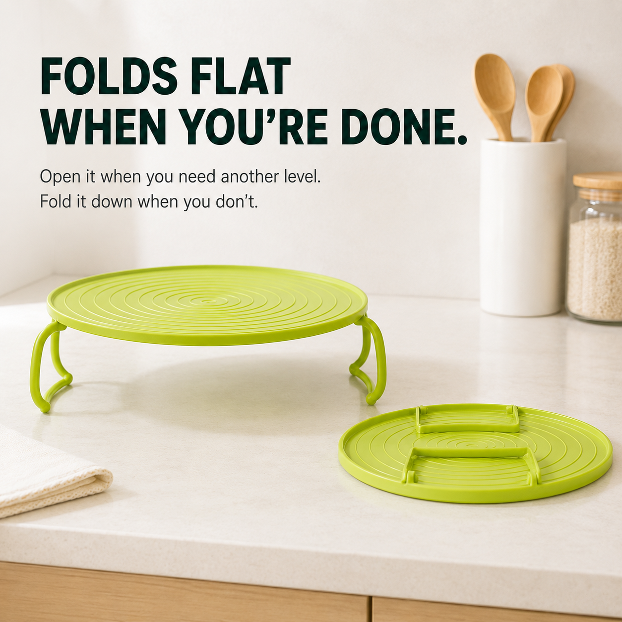 Microwave Steamer Rack, Foldable Microwave Plate Stacker with Cool-Touch Handles, Space-Saving Food Heating Tray Stand, Reusable Kitchen Organizer for Plates & Bowls