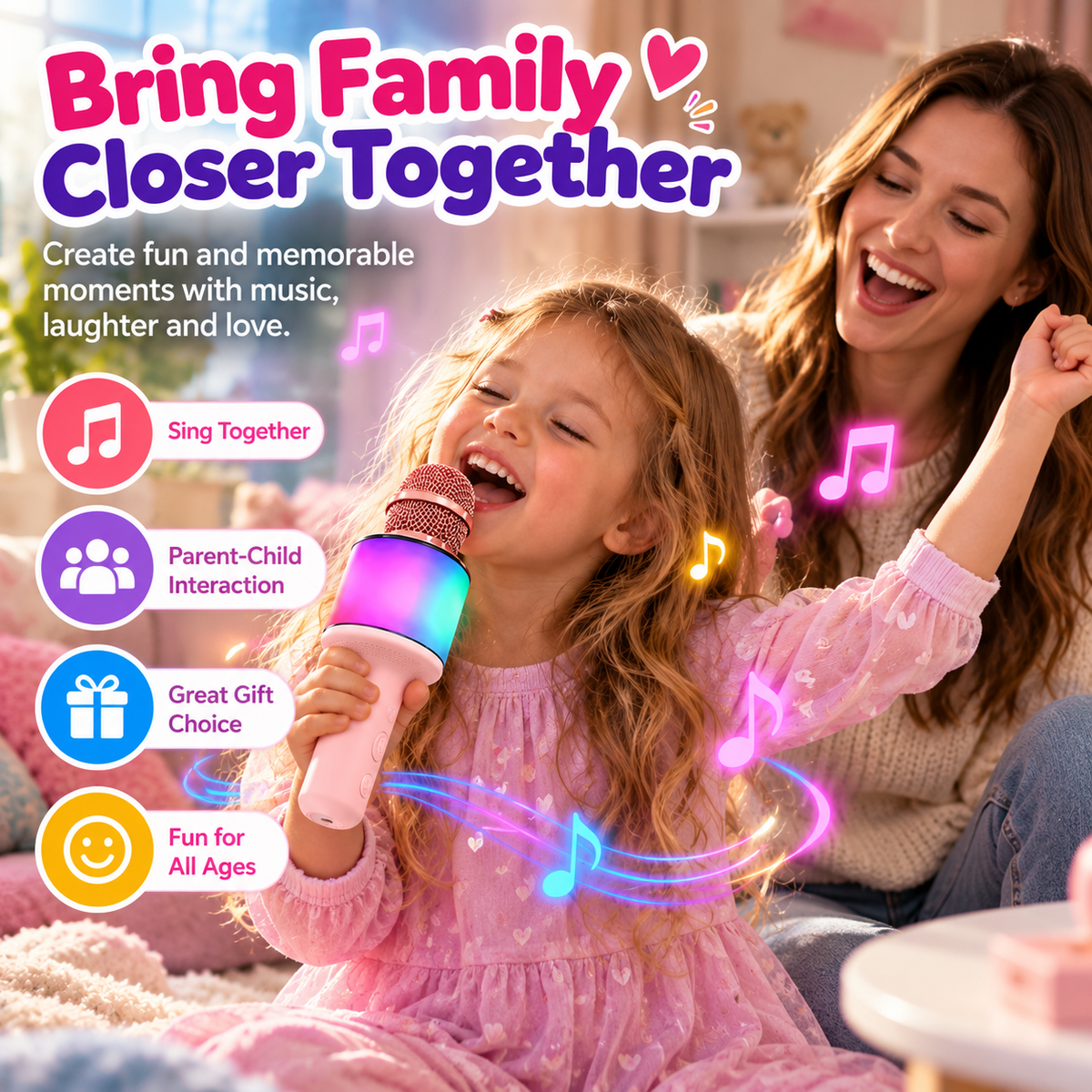 SingGlow™ – Kids Karaoke Microphone with Colorful LED Lights