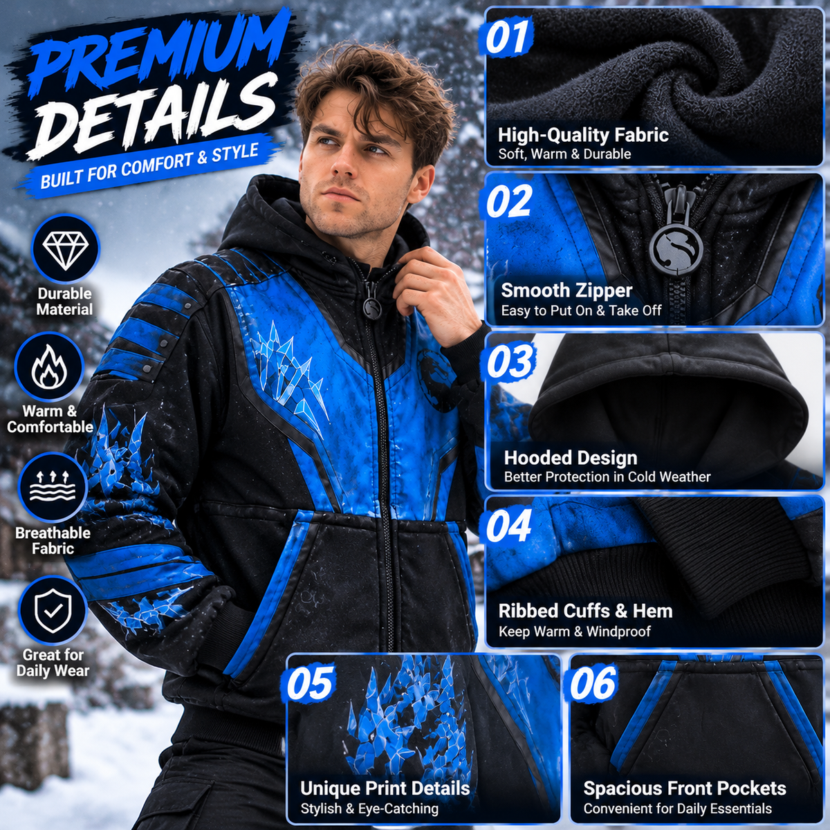 ⚡ Blue Shadow™ Ninja Mask Hoodie – Bold Style, Everyday Comfort