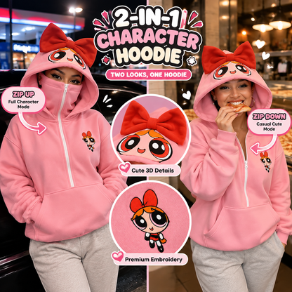The Power Hoodie – 2-in-1 Oversized Character Zip-Up Hoodie