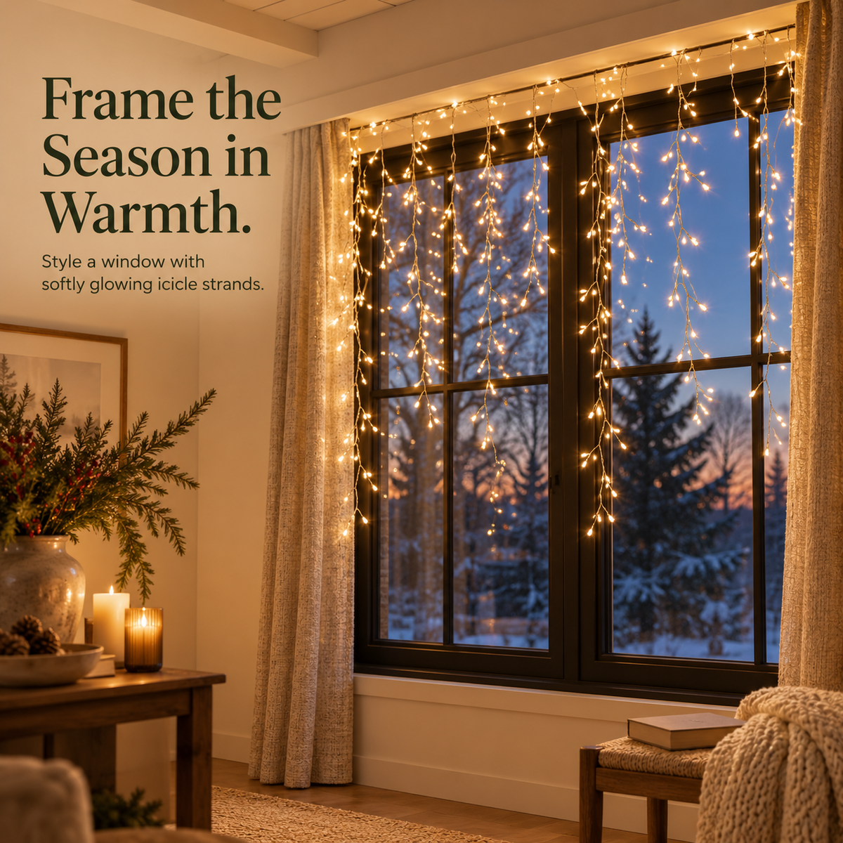 ✨ Warm White Icicle Fairy Lights – Branching Christmas Hanging Decor