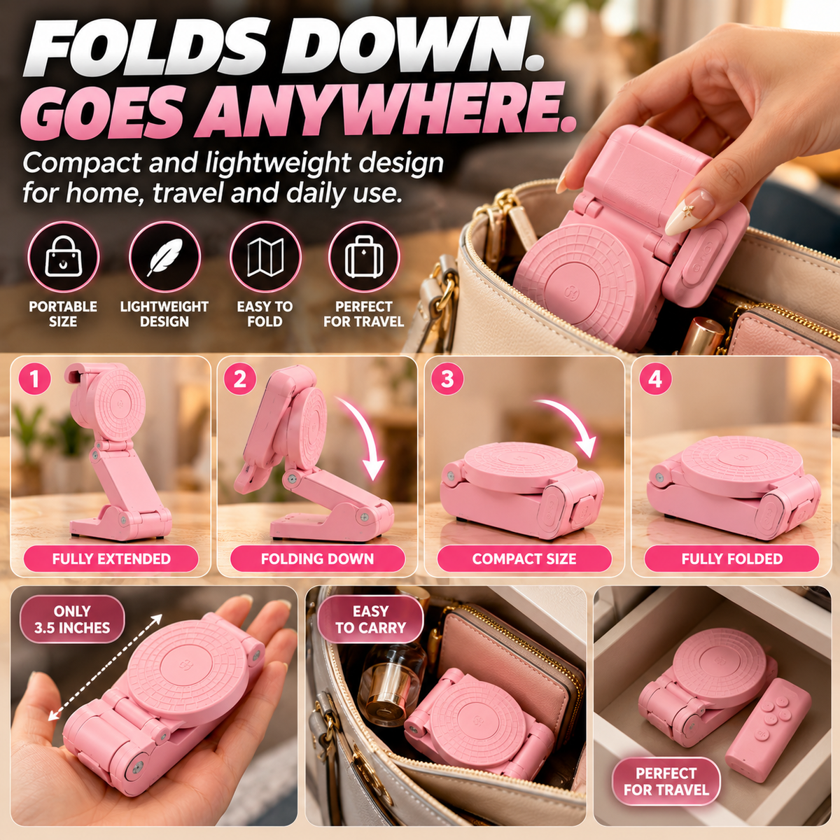 Foldable Remote Control Phone Stand – Hands-Free Adjustable Phone Holder for Bed, Desk & Travel