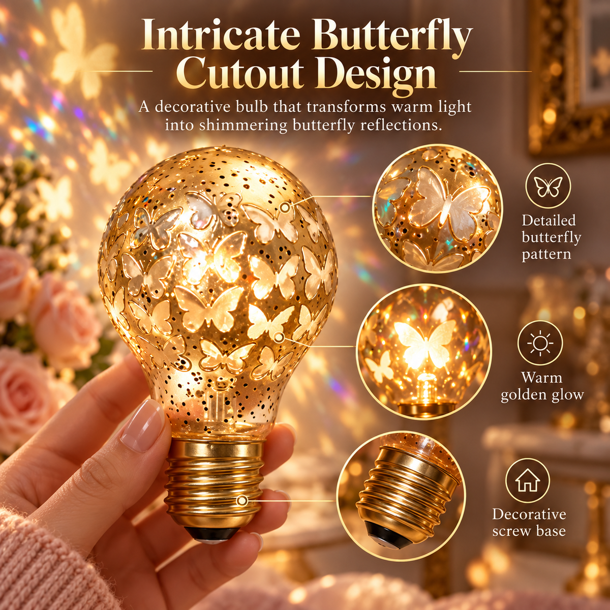 🦋 ButterflyGlow™ Projection Bulb – Dreamy Wall Art Light for Elegant Home Ambience