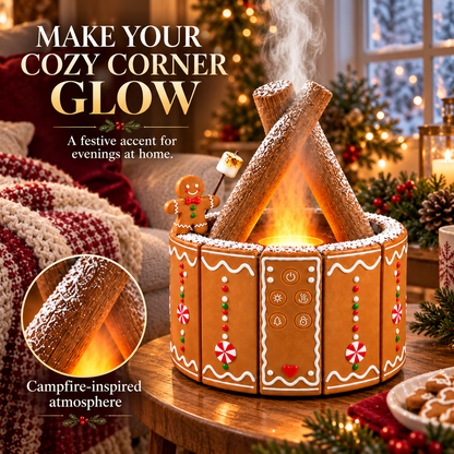 🎄 GingerGlow™ Christmas Fireplace Diffuser – LED Flame & Aromatherapy