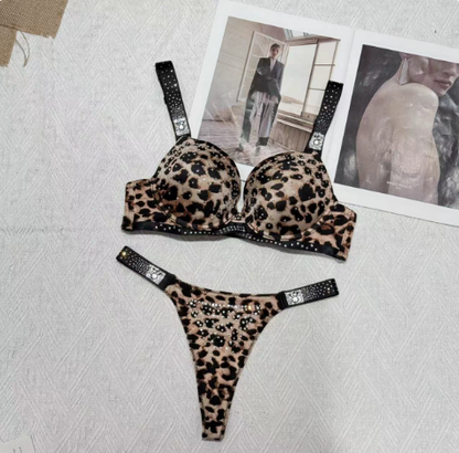 ✨ GlamLuxe™ Sparkling Rhinestone Lingerie Set – Sexy Push-Up Bra & Panty Set