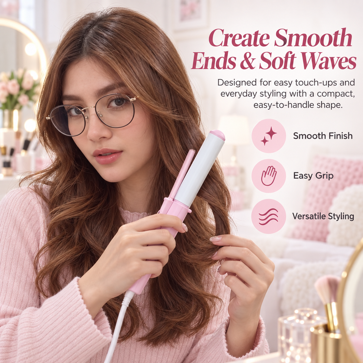 Mini Hair Straightener & Curling Iron – Portable 2-in-1 Styling Tool for Bangs, Short Hair & Quick Touch-Ups, Compact Travel Hair Styler for Women