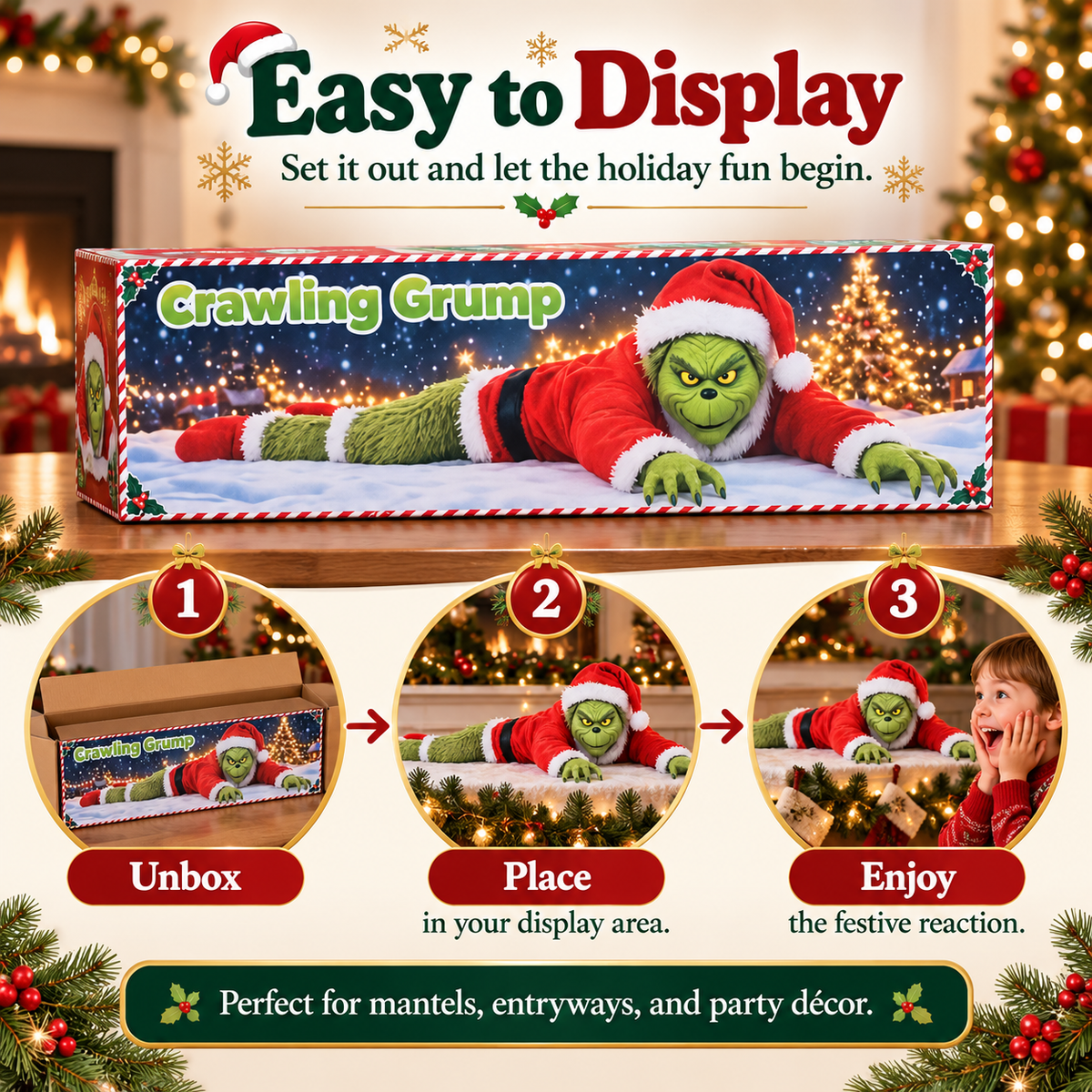 🎄 Crawling Grump™ Christmas Crawler – Hilarious Moving Holiday Decor That Steals the Show