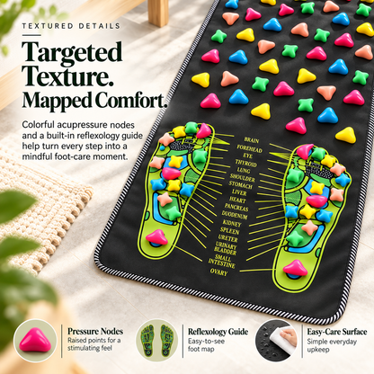 Reflexology Foot Massage Mat, Full-Length Acupressure Walking Mat with Textured Pressure Nodes, Foot Relaxation & Massage Pad for Home, Office and Daily Wellness