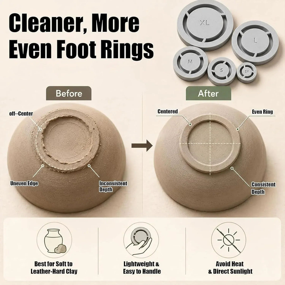 Clay Foot-Ring Trimming Kit 🏺 – 5-Piece Pottery Shaping Tool Set