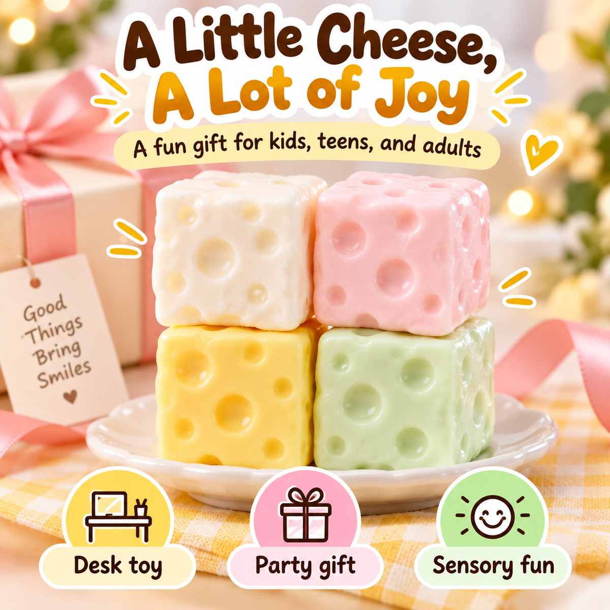 Squishy Cheese Stress Toy – Giant Moldable Cheese Fidget Toy for Stress Relief, Sensory Play & Desk Fun ⭐⭐⭐⭐⭐