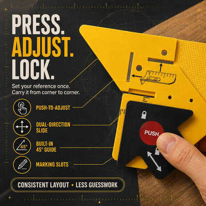 🔥HOT SALE🔥📐 Adjustable 45° Trim Marking & Measuring Tool – Fast Door & Window Casing Layout