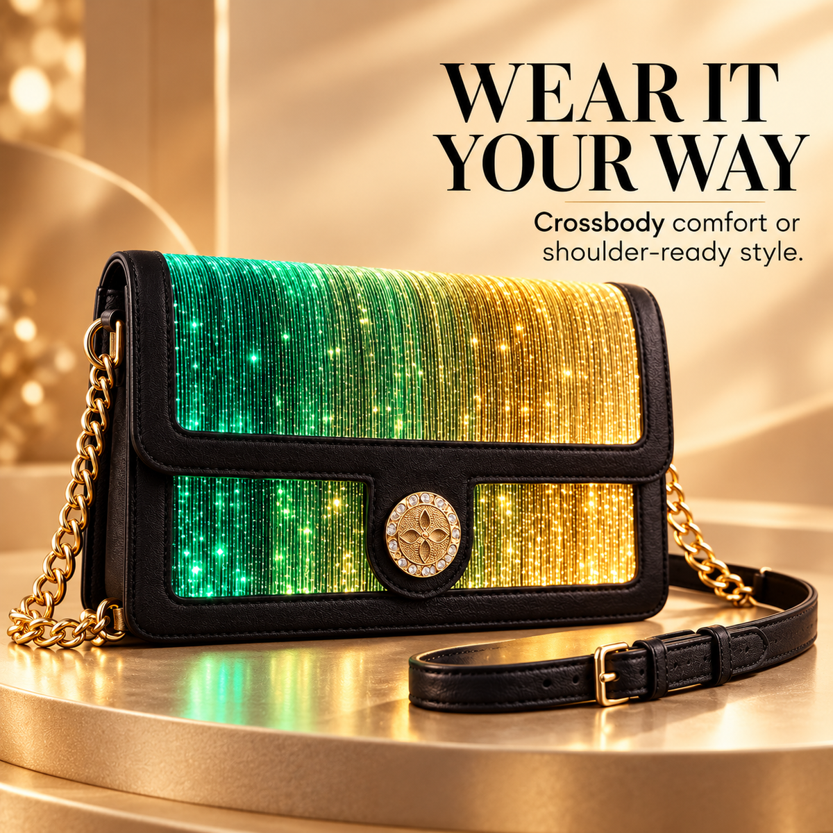 ✨ GlowVibe™ Light-Up Crossbody Bag – 7-Color LED Purse for Festivals & Nights Out