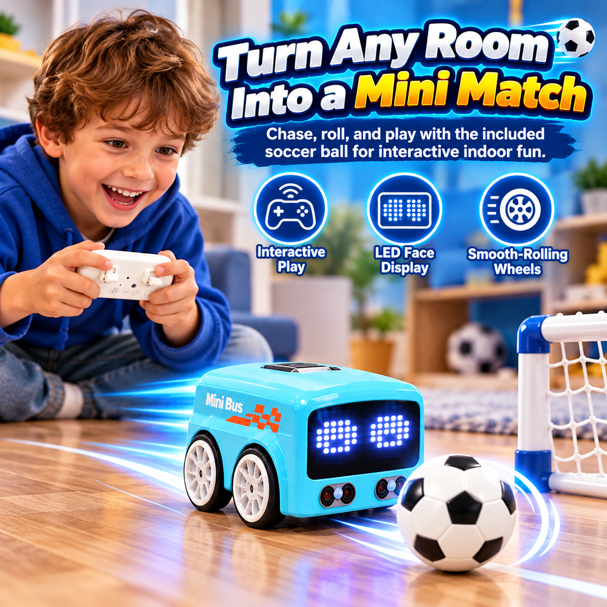 ⚽ MagicMini™ Remote Control Soccer Bus – Rechargeable LED Mini RC Toy