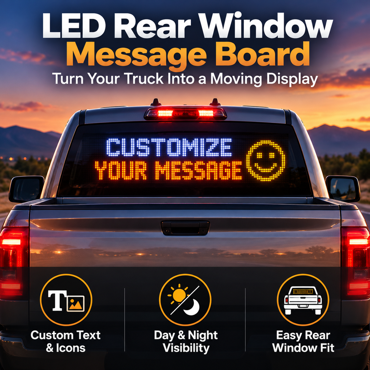 RoadGlow LED rear window message board