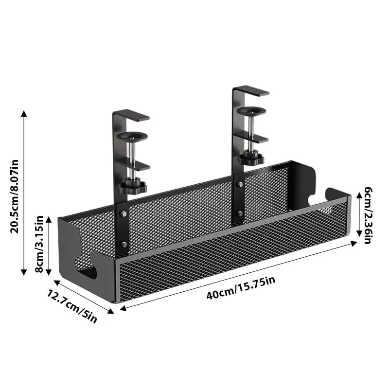 Adjustable No-Drill Under-Desk Cable Organizer