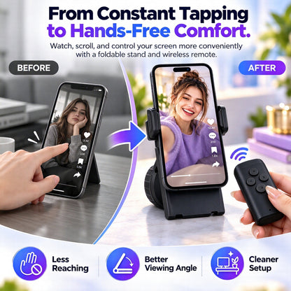 ClickView™ Foldable Phone Stand with Wireless Remote – Hands-Free Viewing & Control
