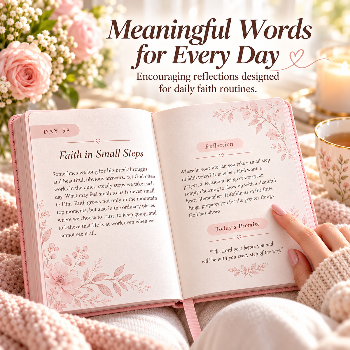 🌸 A Year of Grace – Pink Floral Daily Reflection Journal ✨