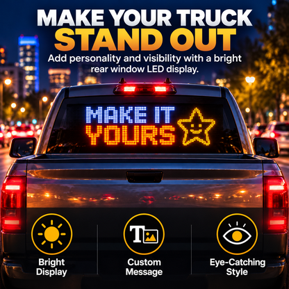 🚘 RoadGlow™ LED Rear Window Message Board – Custom Text & Icon Display for Cars & Trucks