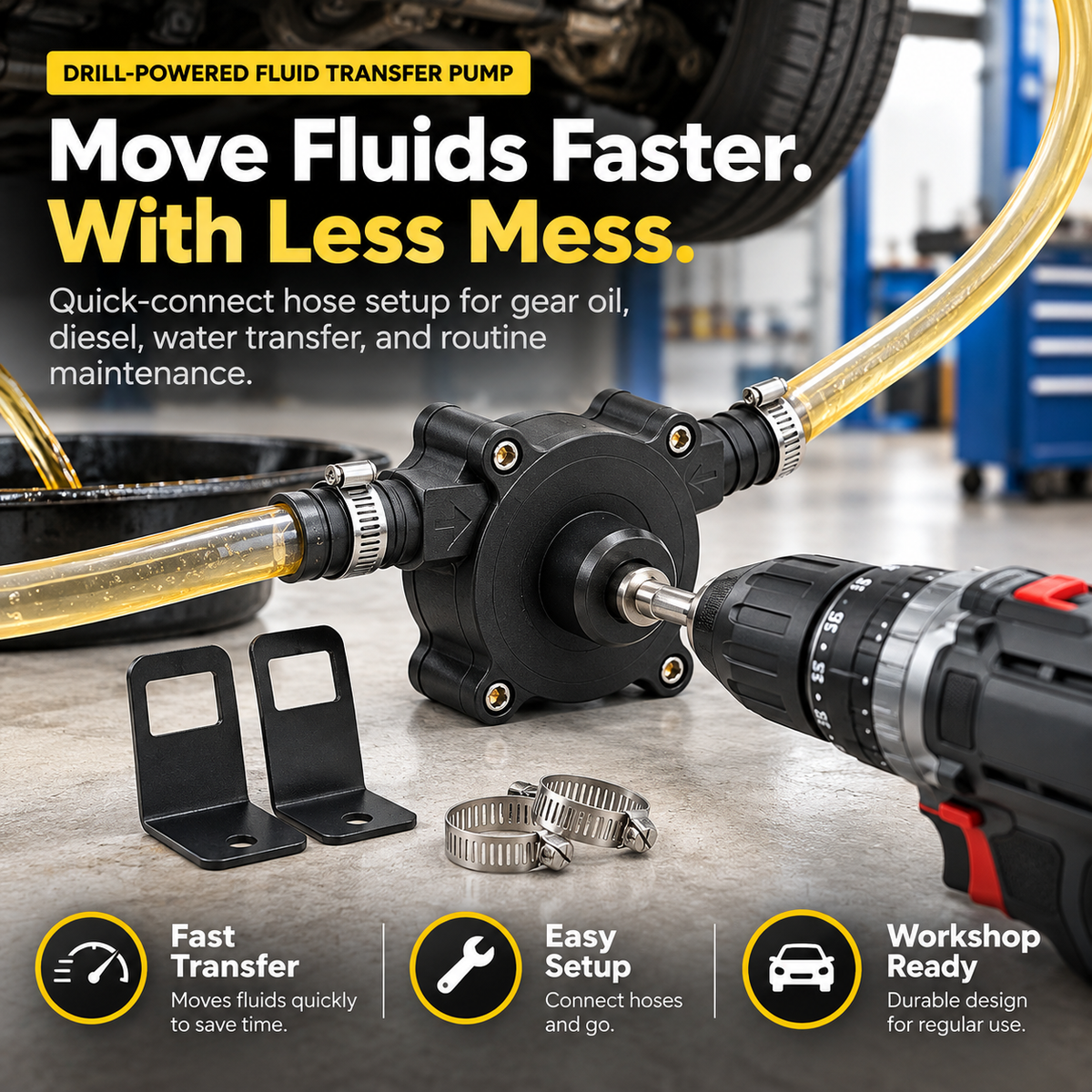🔧 FlowMaster Pro™ Drill-Powered Transfer Pump