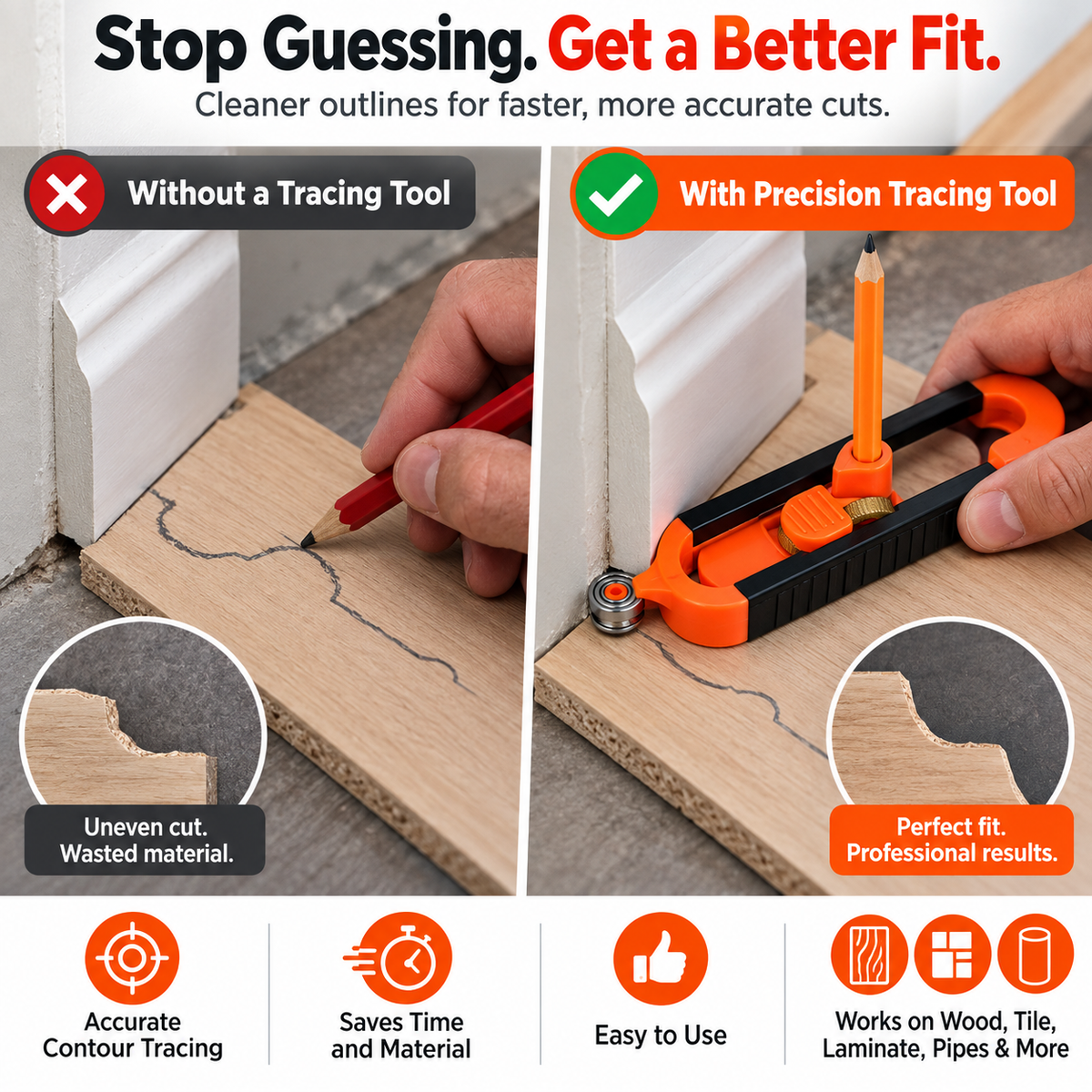 📐 TraceMaster™ Adjustable Contour Tracing Tool – Precision Edge & Shape Copying Scribe for DIY & Woodworking