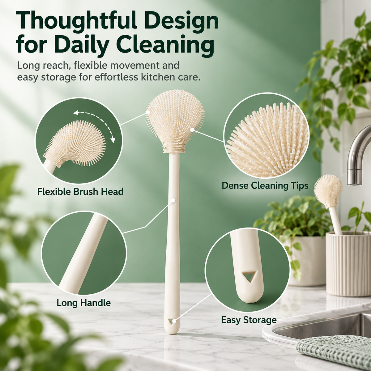 🧼 FlexiClean™ 90° Flexible Silicone Bottle Brush – Deep Cleaning for Cups, Tumblers & Bottles