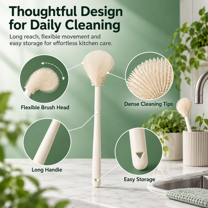 🧼 FlexiClean™ 90° Flexible Silicone Bottle Brush – Deep Cleaning for Cups, Tumblers & Bottles