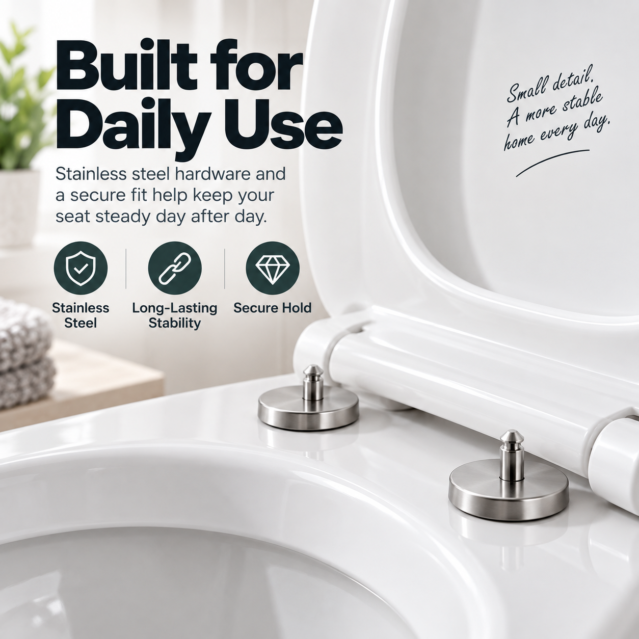 2 Counts Universal Toilet Seat Expansion Screw Bolts, Thickened Stainless Steel, Easy Top-Mount Installation for Loose Toilet Seats,sohochic