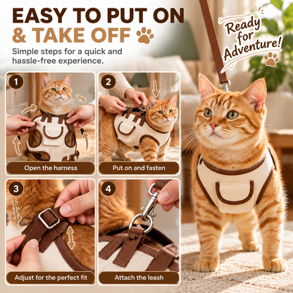 🐾 CozyPaws™ Cat Harness & Leash Set – Adventure Together