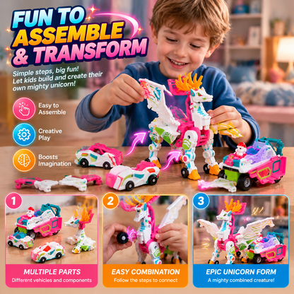 🦄✨ Transforming Unicorn Vehicle Set – Build & Play!