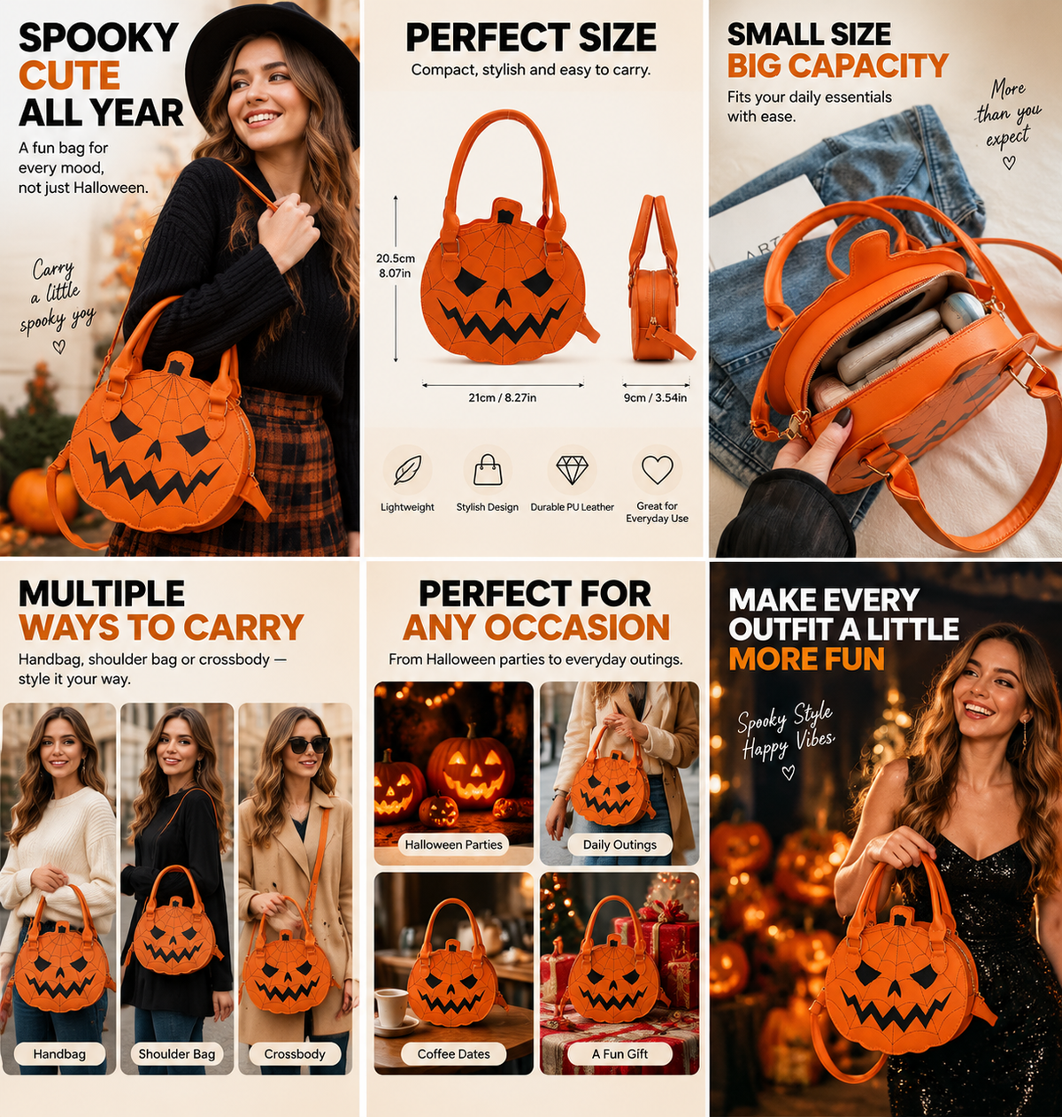 Spooky Jack-O-Lantern Pumpkin Crossbody Bag Novelty Spiderweb Stitching Handbag Aesthetic Halloween Party Purse for Women