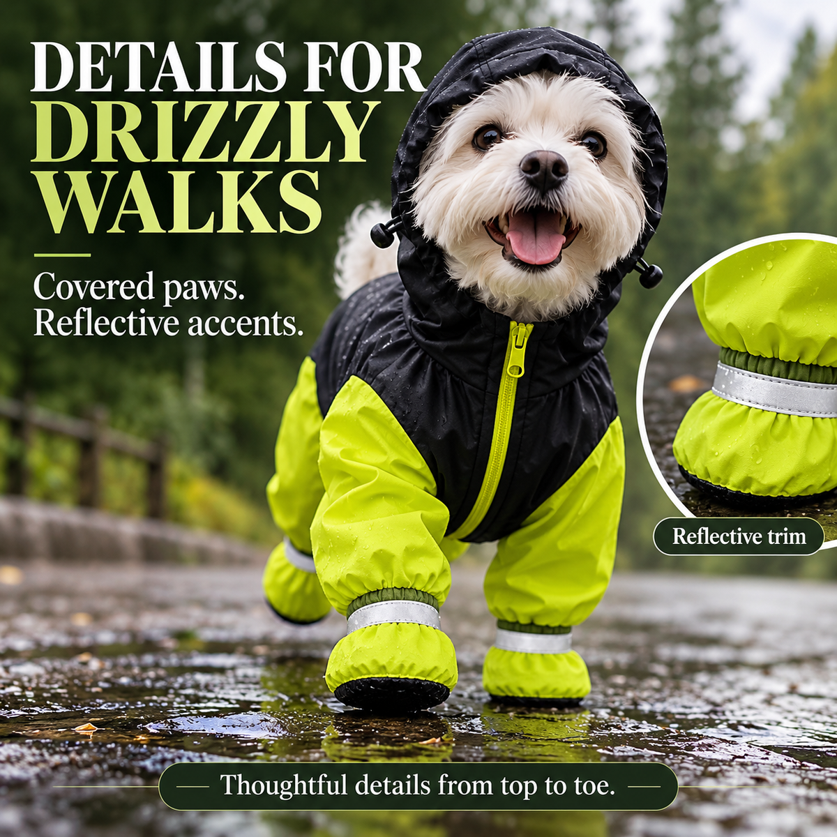 🐾 RainPaw™ Waterproof Dog Raincoat – Hooded 4-Leg Protection