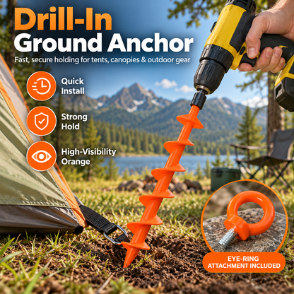 AnchorPro™ Drill-In Ground Anchor – Power Drill Tent, Canopy & Tarp Anchor