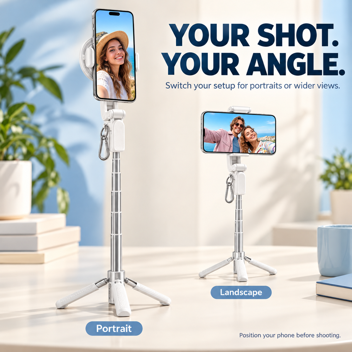 📸 Zoomable Magnetic Palm Grip | Selfie Stick & Tripod