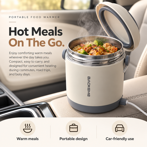 🔥 HeatMate™ Portable Food Warmer – Electric Heated Lunch Box for Hot Meals Anywhere